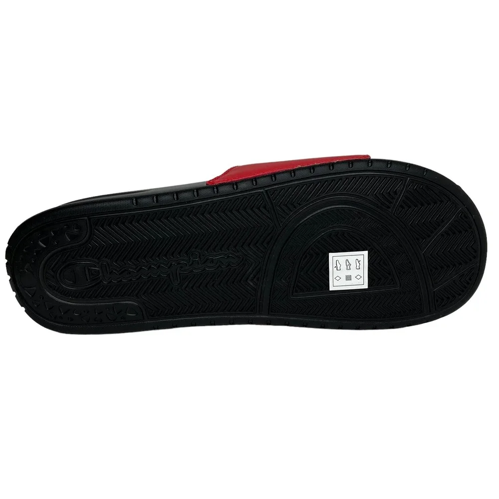 Champion Men's Slide Pool Sandals Size 12 Red-Black Lightweight Comfort Lounging